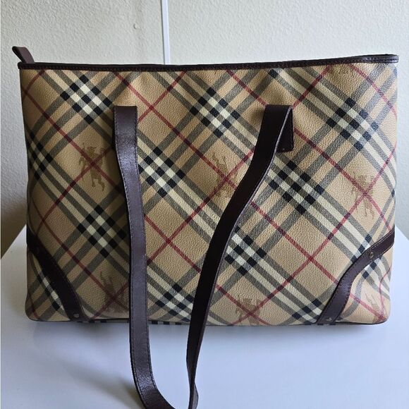 Burberry Haymarket Check Tote Bag Brown - Picture 4 of 16